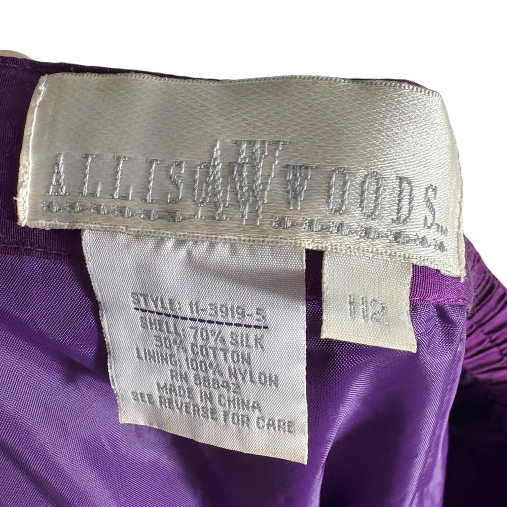 ALLISON WOODS VINTAGE/Y2K Floral Embroidery Floral Silk Blend Pants Size 12 - Picture 9 of 10